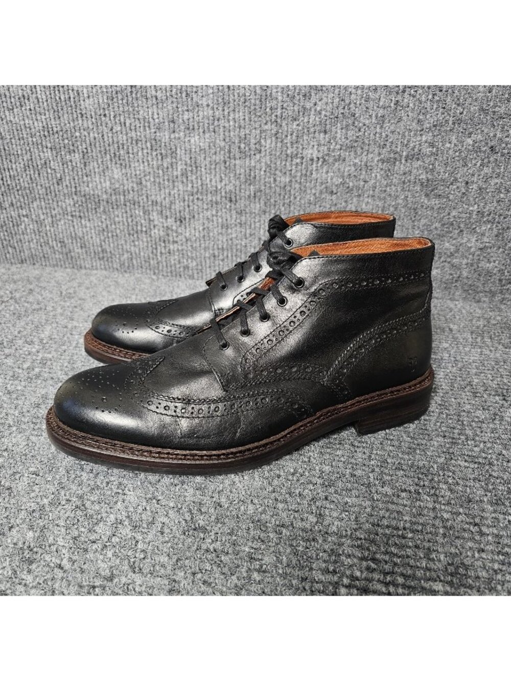 Frye 11.5 Graham Brogue Black Chukka lace up Leather Wingtip Boots shoes